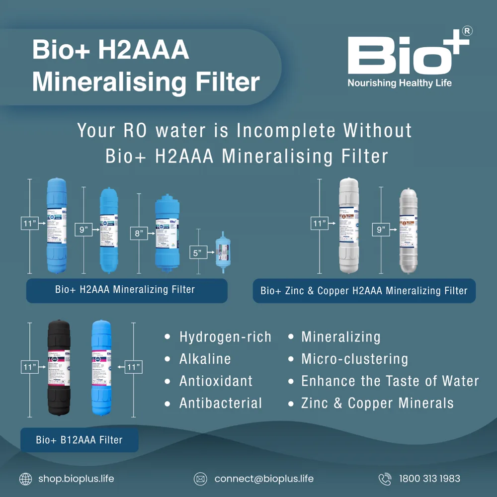 Bio+ H2AAA mineralising filter size and model range